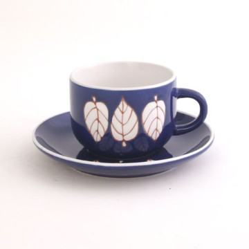 KC-00019 Haonai листа живописи керамический набор кофе, чашка кофе с блюдцем